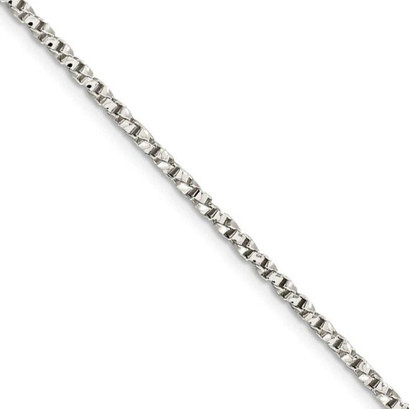 2.25mm Sterling Silver Solid Twisted Box Chain Necklace 18 Inch